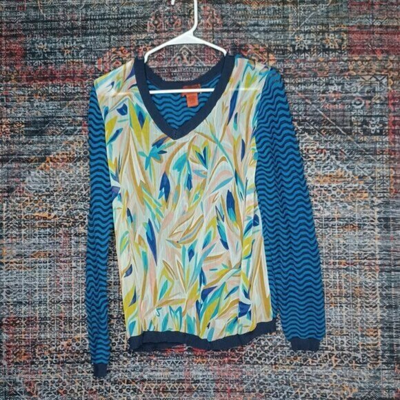 Missoni Target womens colorful geometric Mixed Media sheer vneck top XL EUC - Picture 1 of 4